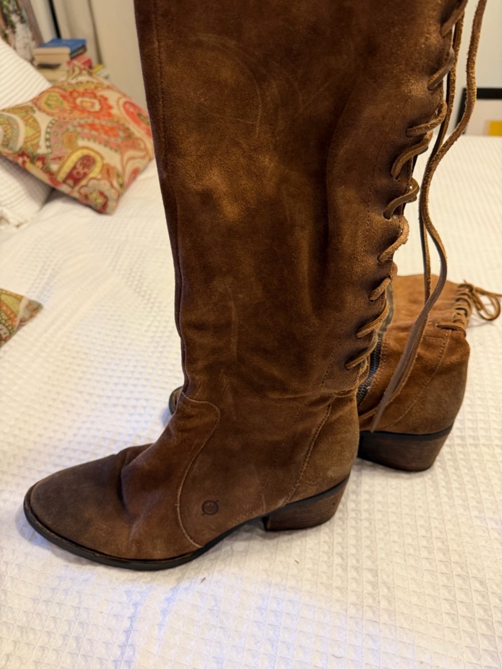 Born Brown Suede Over-the-Knee Lace-Up Boots
